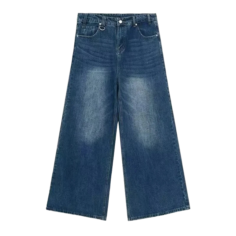 Men's Baggy Wide Leg Stone Washed Jeans