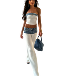 Women’s Sleeveless Tube Belt Croptop Baggy Straight Jeans