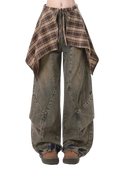 Women's Vintage Baggy Plaid & Denim