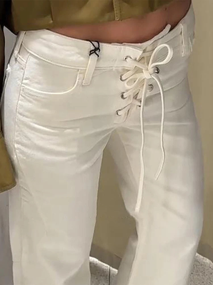 Women's Low Rise White Denim Jeans
