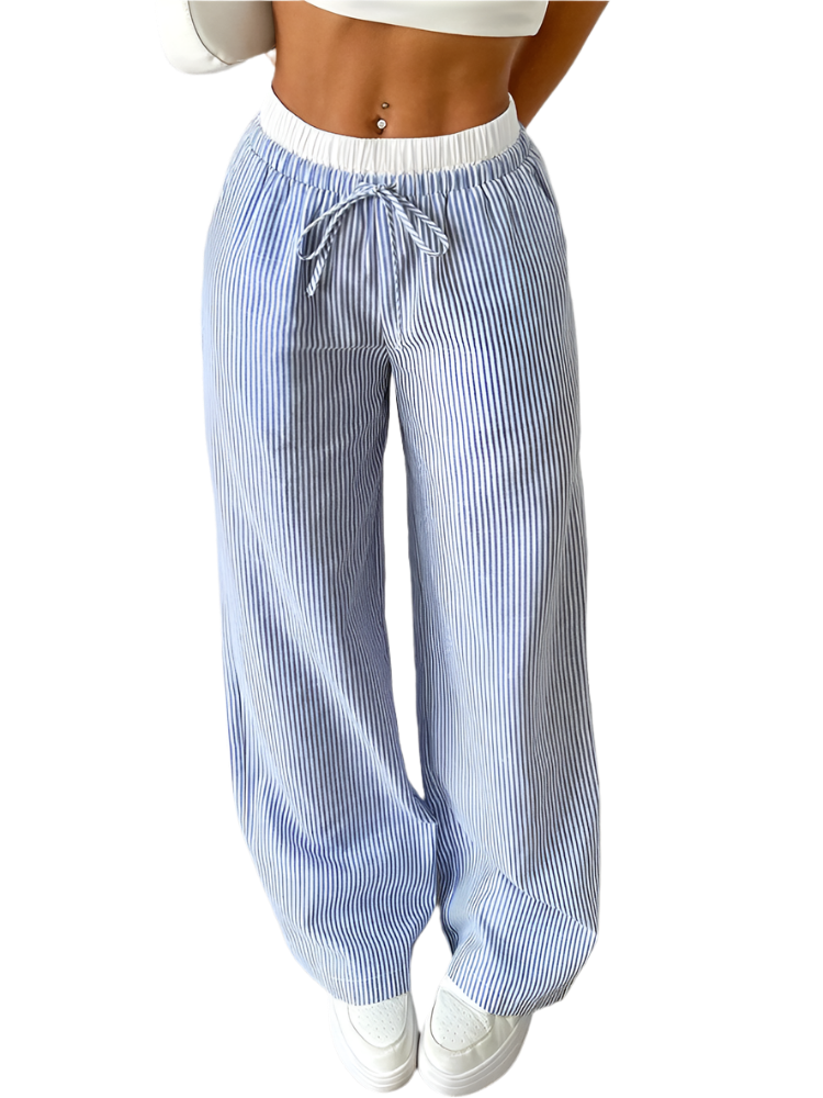Women's Casual Striped Woven Wide Leg Pants
