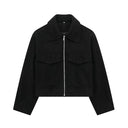 Women's Patch Pockets Flaps Cropped Jacket