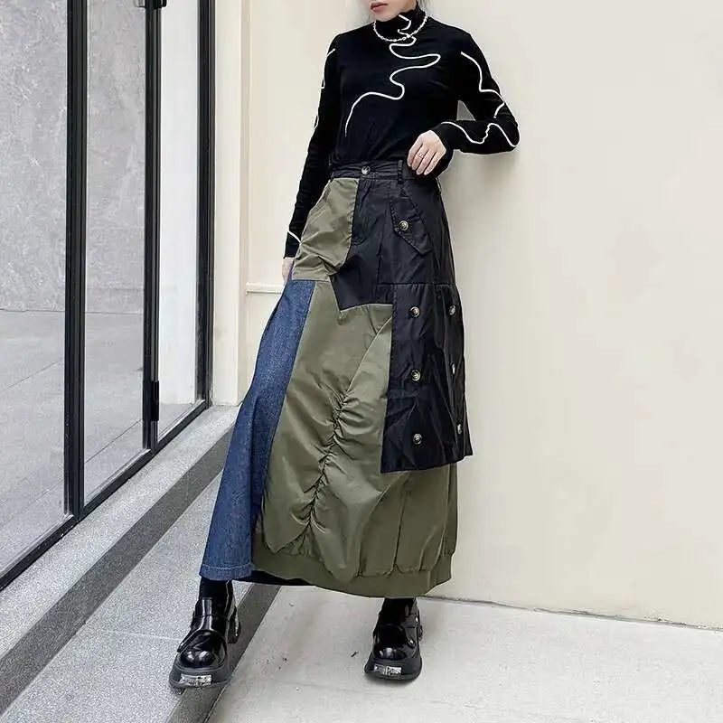 Women's High Waist Cargo Skirt