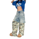 Women's Patchwork Fatigue Ripped Denim