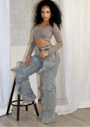 Women's Cargo Snap Denim Pants