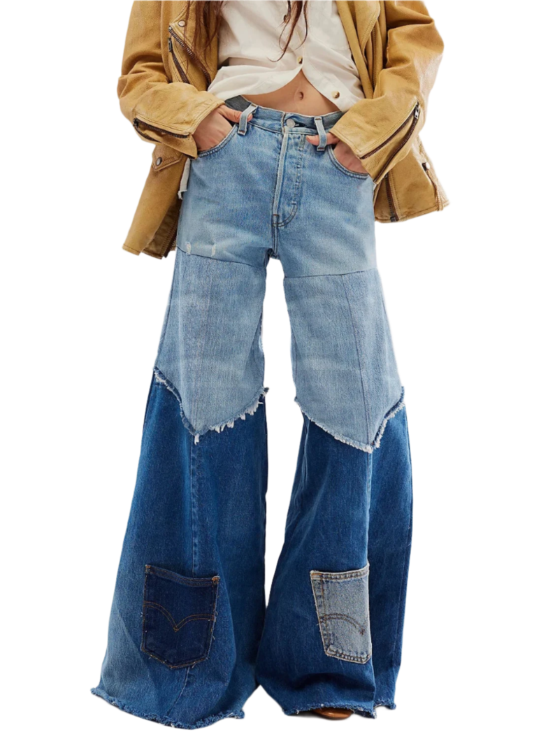 Women's Parkway High Waist Patchwork Denim Pants