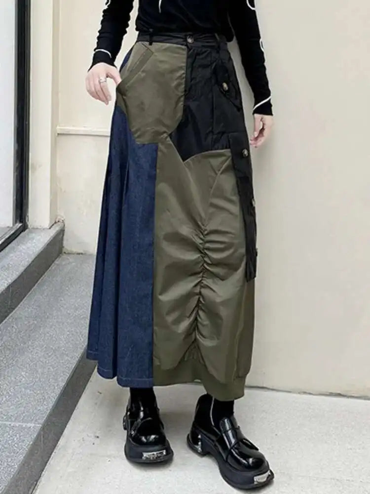 Women's High Waist Cargo Skirt