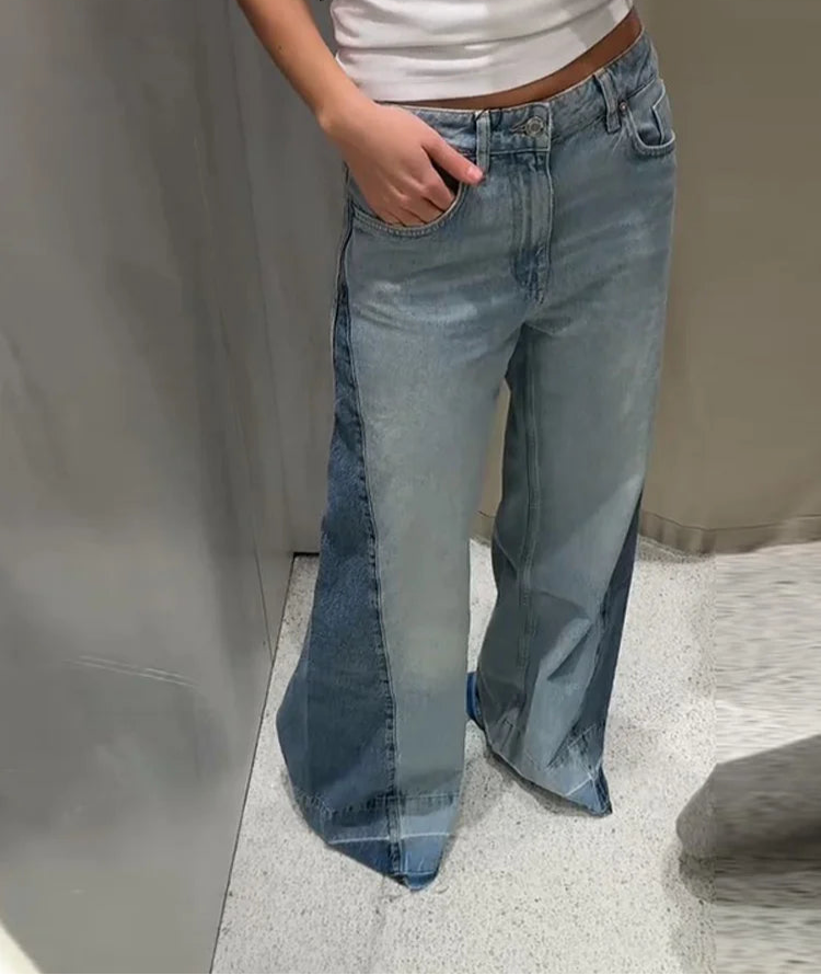 Women’s High Waist Pockets Wide Leg Denim