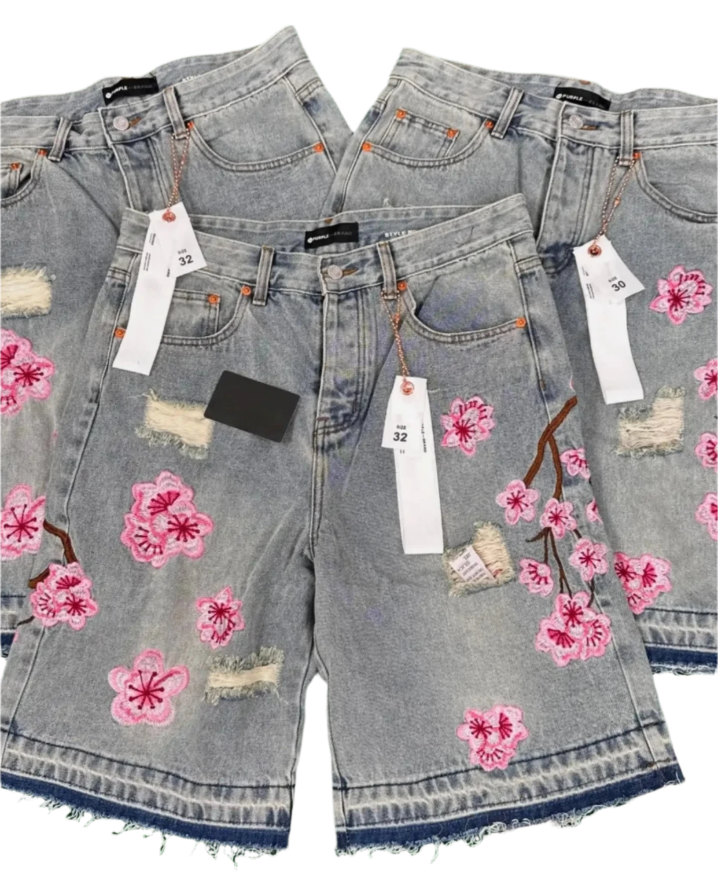 Men's PKWY Cherry Blossom Denim Shorts