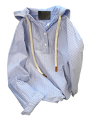 Unisex Leisure Style Blue Stripe Shirts