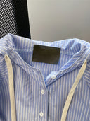 Unisex Leisure Style Blue Stripe Shirts