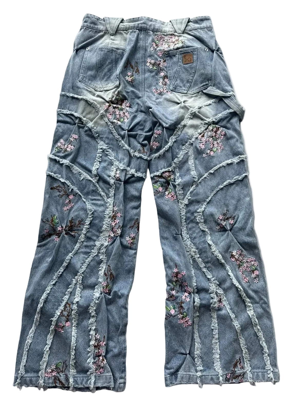 Cherry Blossom Ripped Vintage Baggy Jeans (Unisex)