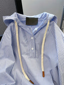 Unisex Leisure Style Blue Stripe Shirts