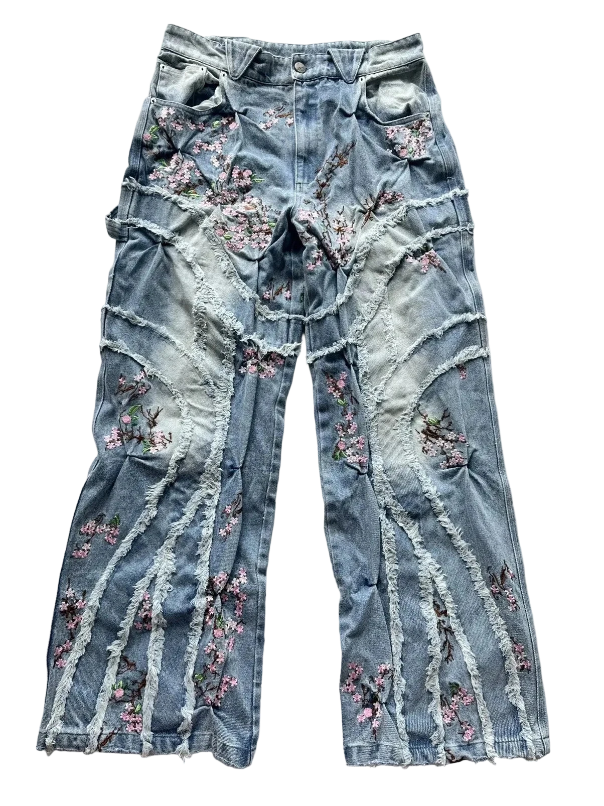 Cherry Blossom Ripped Vintage Baggy Jeans (Unisex)