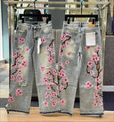 Cherry Blossom Ripped Vintage Baggy Jeans (Unisex)