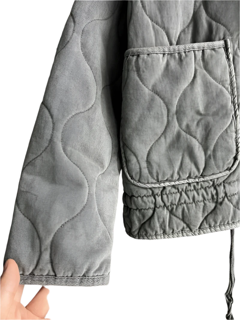 Women's High Collar Large Pocket Quilted Coat