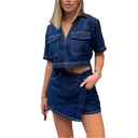Women’s Denim Short Sleeve Cropped Shirt & Skirt