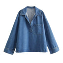 Women's Parkway Denim Blouse Jacket and High Waist Trousers