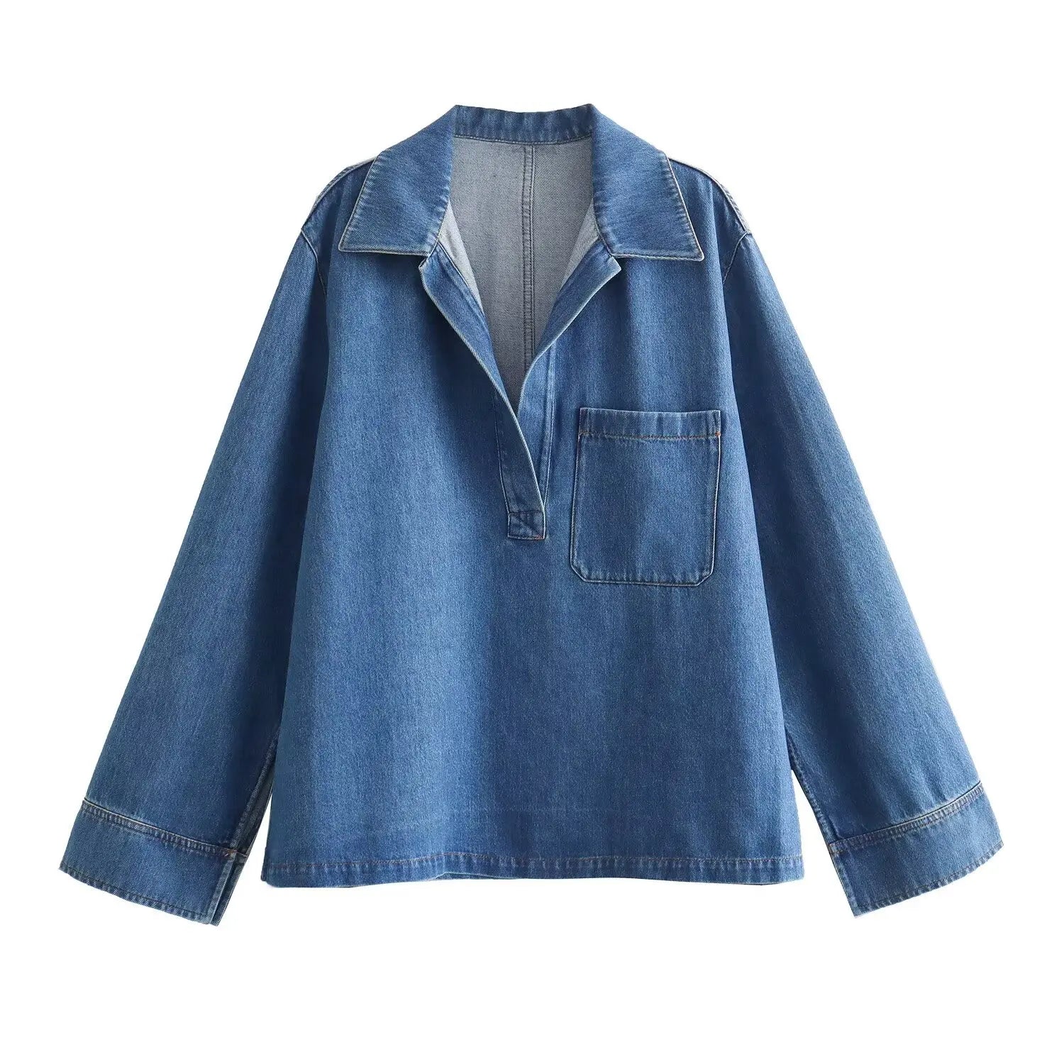 Women's Parkway Denim Blouse Jacket and High Waist Trousers