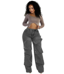 Women's Cargo Snap Denim Pants