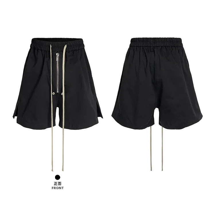 Men's Elastic Waist Black Drawstring Shorts