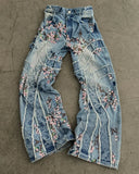 Cherry Blossom Ripped Vintage Baggy Jeans (Unisex)