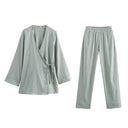 Women's Kimono Style Lace Up Set