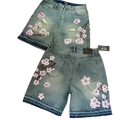 Cherry Blossom Denim Shorts (Unisex)