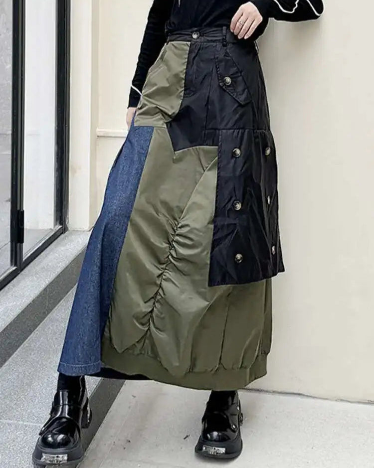 Women's High Waist Cargo Skirt