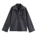 Women's Parkway Denim Blouse Jacket and High Waist Trousers