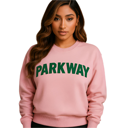 Women's Parkway Classic Crewneck (Rose Pink/Forest Green)